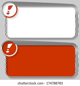 set of two vector text box with pattern and exclamation mark