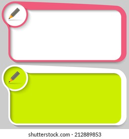 set of two vector text box and pencil