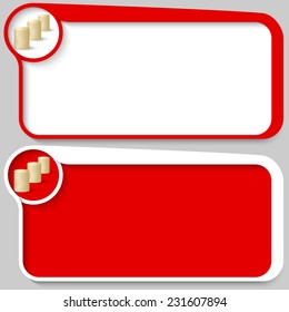 set of two vector text box and coin