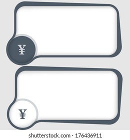 set of two vector text frames and yen sign