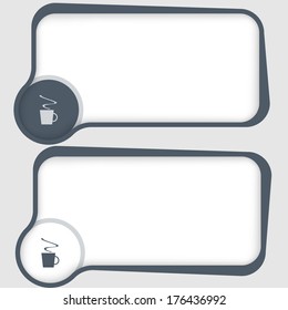 set of two vector text frames and cup of coffee