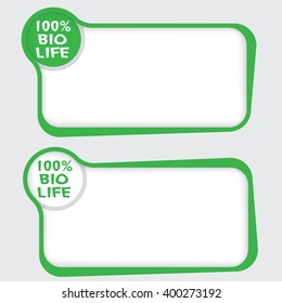Set of two vector text frames and bio icons