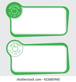 Set of two vector text frames and raw restaurant icon