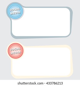 Set of two vector text frames and icon of social media