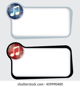 Set of two vector text frames and music icon
