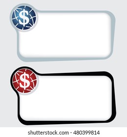 Set of two vector text frames and dollar