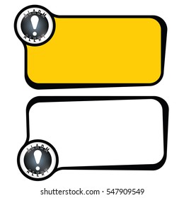 Set of two vector text frames and exclamation mark