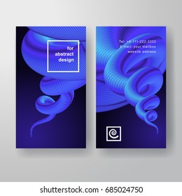 Set of two vector vertical business cards. Blue scroll shapes. Place for your text.