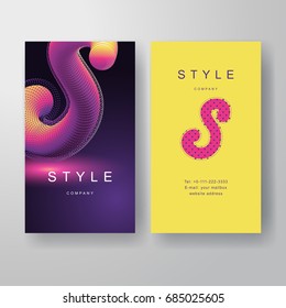 Set of two vector vertical business cards. Letter S and illumination. Dark backdrop. Place for your text.