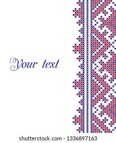 Set of two vertical banners with ethnic patterns. Style of Petrykivka and embroidery stitch in red and black. Traditional Ukrainian ornamental folk art.