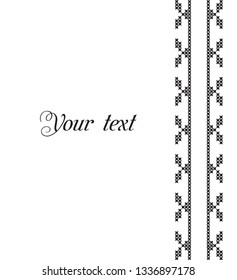 Set of two vertical banners with ethnic patterns. Style of Petrykivka and embroidery stitch in red and black. Traditional Ukrainian ornamental folk art.