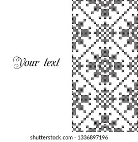 Set of two vertical banners with ethnic patterns. Style of Petrykivka and embroidery stitch in red and black. Traditional Ukrainian ornamental folk art.