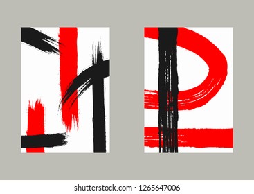 Set of two vertical grunge templates. Sketch, watercolour, paint, grungy, graffiti. Vector illustration.