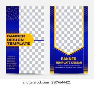 Set of two vertical vector banner templates in blue and orange