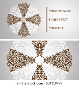 Set of two vintage cards with round pattern. Can be used for Design, Background, Banner, Invitation and other   