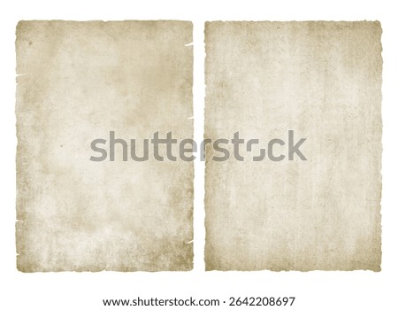 Set of two vintage parchment sheets with torn edges and aged paper texture. Perfect for historical documents, retro designs