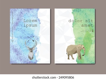 Set of two vintage style flayer templates. Can be used as poster, banner, background etc. Vector. Hipster style. Watercolor.