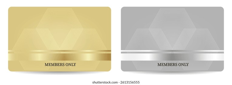 Set of two vip cards with abstract geometric pattern. Gold and platinum vip cards. Minimalistic style. For business and organizations, premium customer service. Vector images.