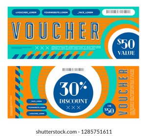 Set of two vivid gift vouchers with 50 value and 30% discount in shop