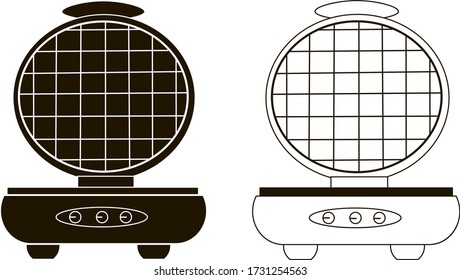Set of two waffle iron options. Vector illustration. Logo, icon on a white background.