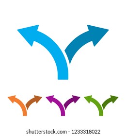Set of two way direction arrows in flat style. Vector illustration. Road direction icon isolated.