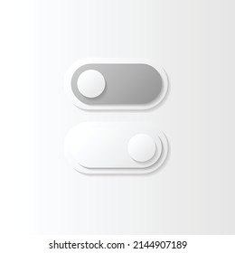 Set of two web interface design elements. Switch on and off buttons grey color