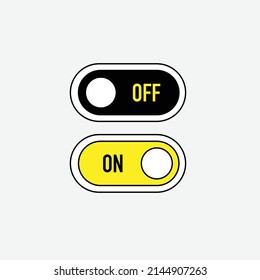 Set of two web interface design elements. Switch on and off buttons black and yellow color
