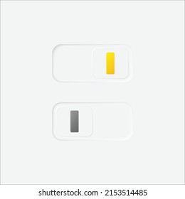 Set of two web interface design elements. Switch on and off buttons black and yellow color