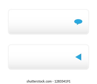 Set of two white buttons with blue icons.