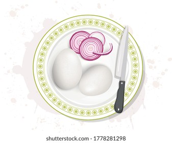 set of two white eggs vector illustration