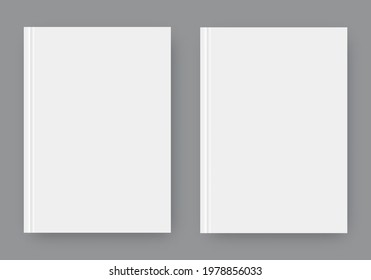 Set of two white realistic blank pages with shadow. Mock up template for your design. Vector illustration