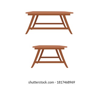Set of two wooden tables household furniture flat vector illustration isolated on white background