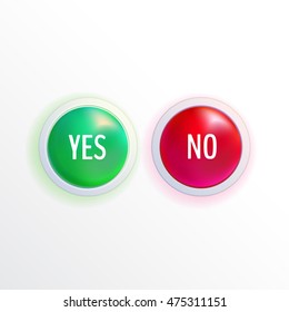 Set of two yes and no buttons isolated on white background. Vector buttons. Vector illustration for your graphic design. 
