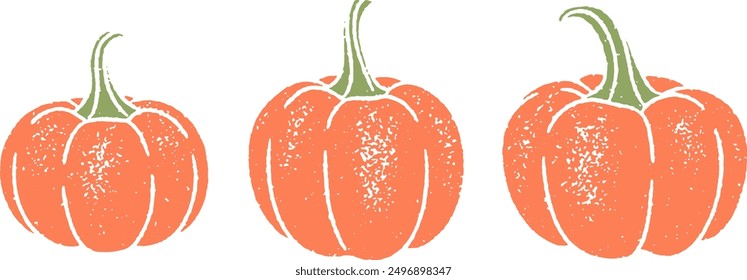 Conjunto de ilustraciones de calabazas con textura de dos colores