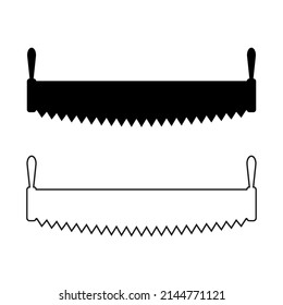 Set of two-handed saw icon. Vector illustration.
