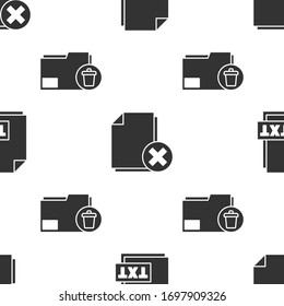 Set TXT file document, Delete file document and Delete folder on seamless pattern. Vector