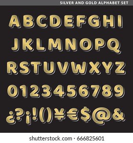 Set of type characters, letters, numbers and symbols for titles.