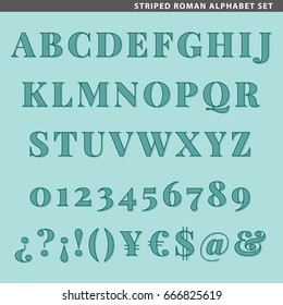 Set of type characters, letters, numbers and symbols for titles.