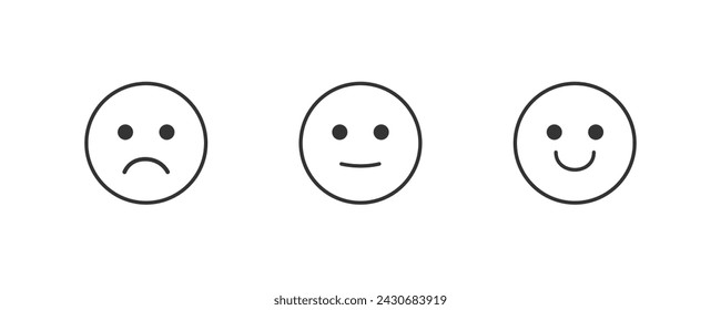 Set of type of faces. object with immotion. Mood and facial expression. Black and white design. EPS 10 vector art.