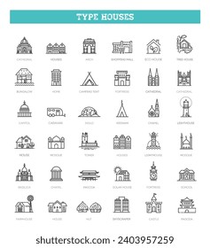 Set of type of houses icons