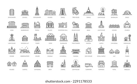 Set of type of houses icons. Vector icons