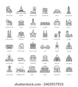 Set of type of houses icons. Vector icons