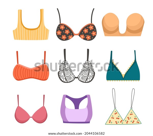 Set Types Of Bras Lingerie Or Underwear Bra Seamless Balconette Strapless Sport Top