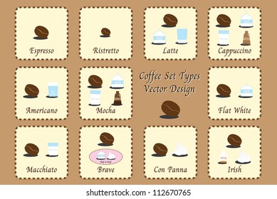 Set types of coffee