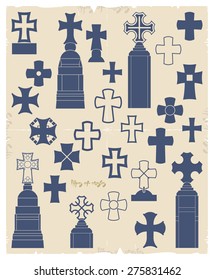 Set types of crosses, vector