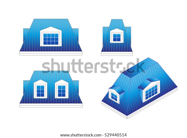 Set Types Mansard Roof Different Angles Stock Vector Royalty Free
