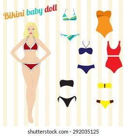 Set types of swimwear. Figure of women