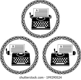 set of typewriters. stencils. vector illustration