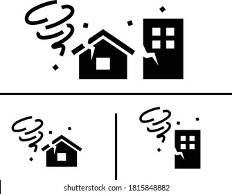 Set of typhoon, gust, wind and weather icons