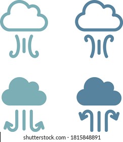 Set of typhoon, gust, wind and weather icons